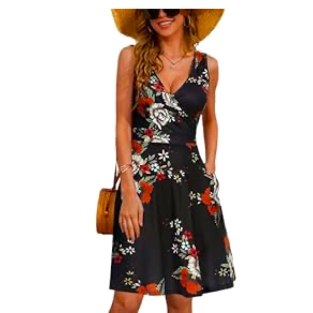 GUBERRY Womens Wrap V Neck Sleeveless Sundress Summer with Pockets ...sz Lg